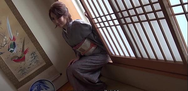  Japanese housewife in a kimono, Aya Kisaki is masturbating, uncensored
